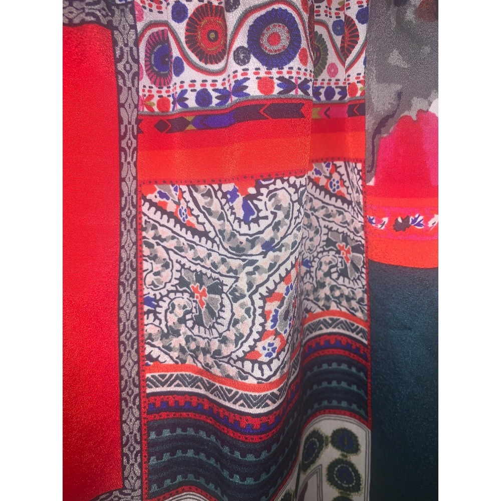 Vanessa Virginia Anthropologie Red Patchwork Floral Tassel Sleeve Boho Dress S - Picture 10 of 14